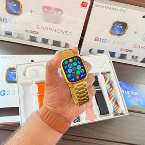 i20 Ultra Smart Watch With Airpods Pro and 7 Straps | 10 in 1 Box Suit Smart Watch - Stile Gadget