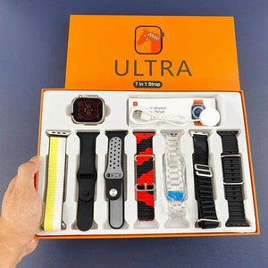 Ultra 7 IN 1 Smartwatch 2.1 Inch Full HD Screen Series 8 Wireless Charging with 7 Straps - Stile Gadget